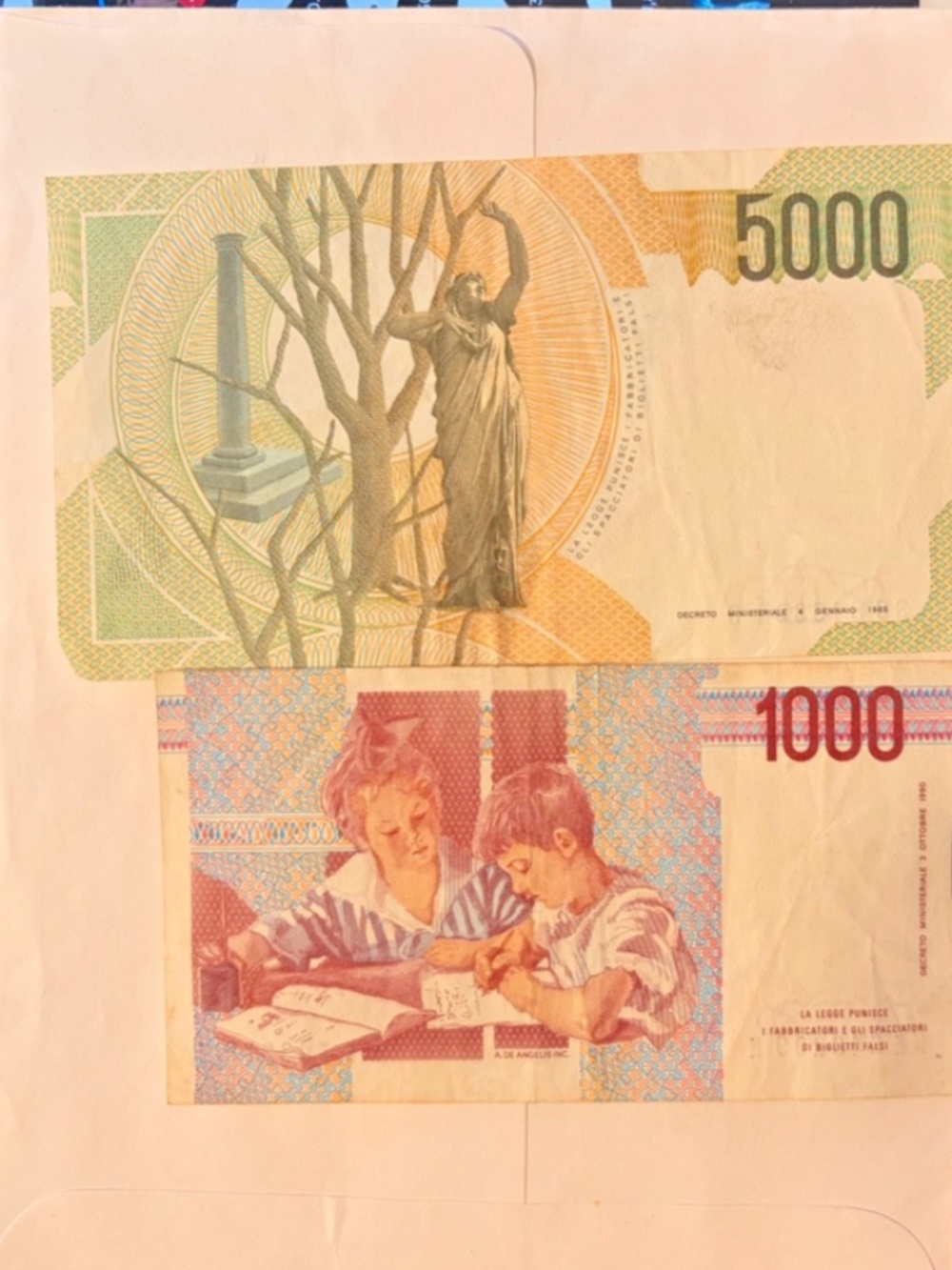 Italy, 5000 Lire 1985 & 1000 Lire 1990 Set Of two D - Picture 2 of 4